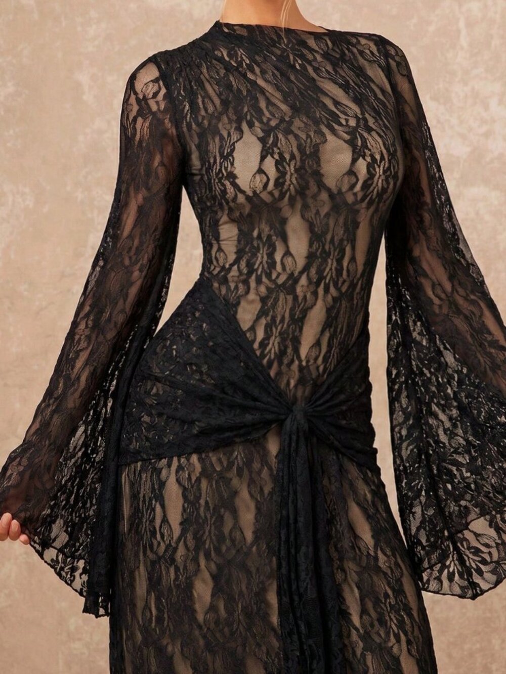 Black Elegant Women's A-line Dress - Picture 7 of 9